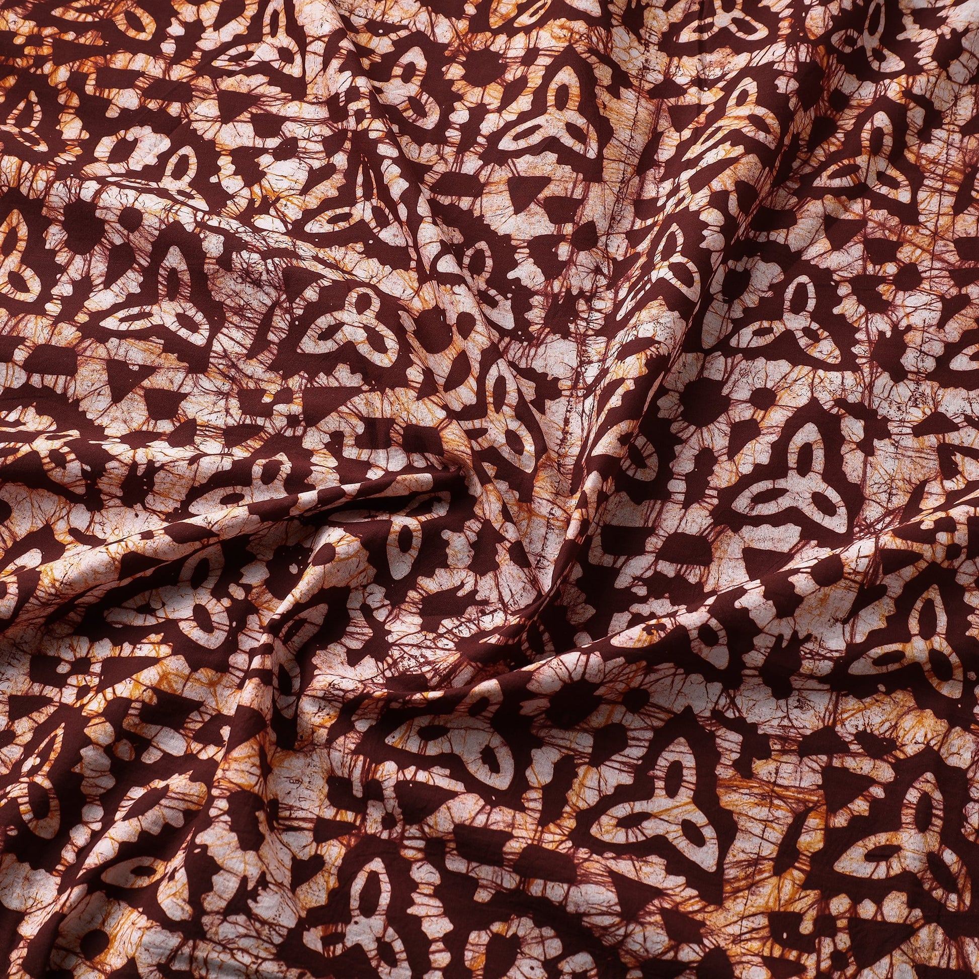 Brown - Hand Printed Cotton Batik Fabric