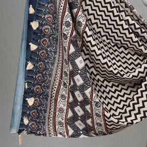 Black - 3pc Ajrakh Block Printed Cotton Suit Material Set