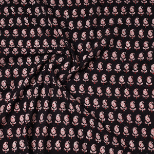 Black - Bagh Block Printed Cotton Precut Fabric (0.8 meter) 77