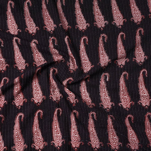 Black - Bagh Block Printed Kantha Style Cotton Precut Fabric (1.1 meter) 85