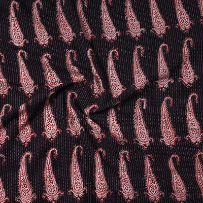 Black - Bagh Block Printed Kantha Style Cotton Precut Fabric (1.1 meter) 85