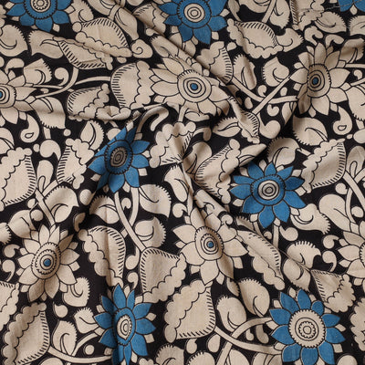 Black - Kalamkari Printed Cotton Precut Fabric (1 meter) 06