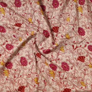 Beige - Kalamkari Printed Cotton Precut Fabric (1 meter) 14