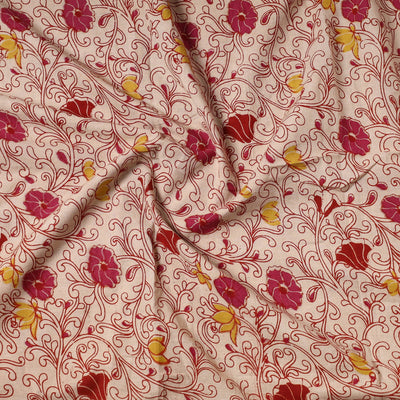 Beige - Kalamkari Printed Cotton Precut Fabric (1 meter) 14