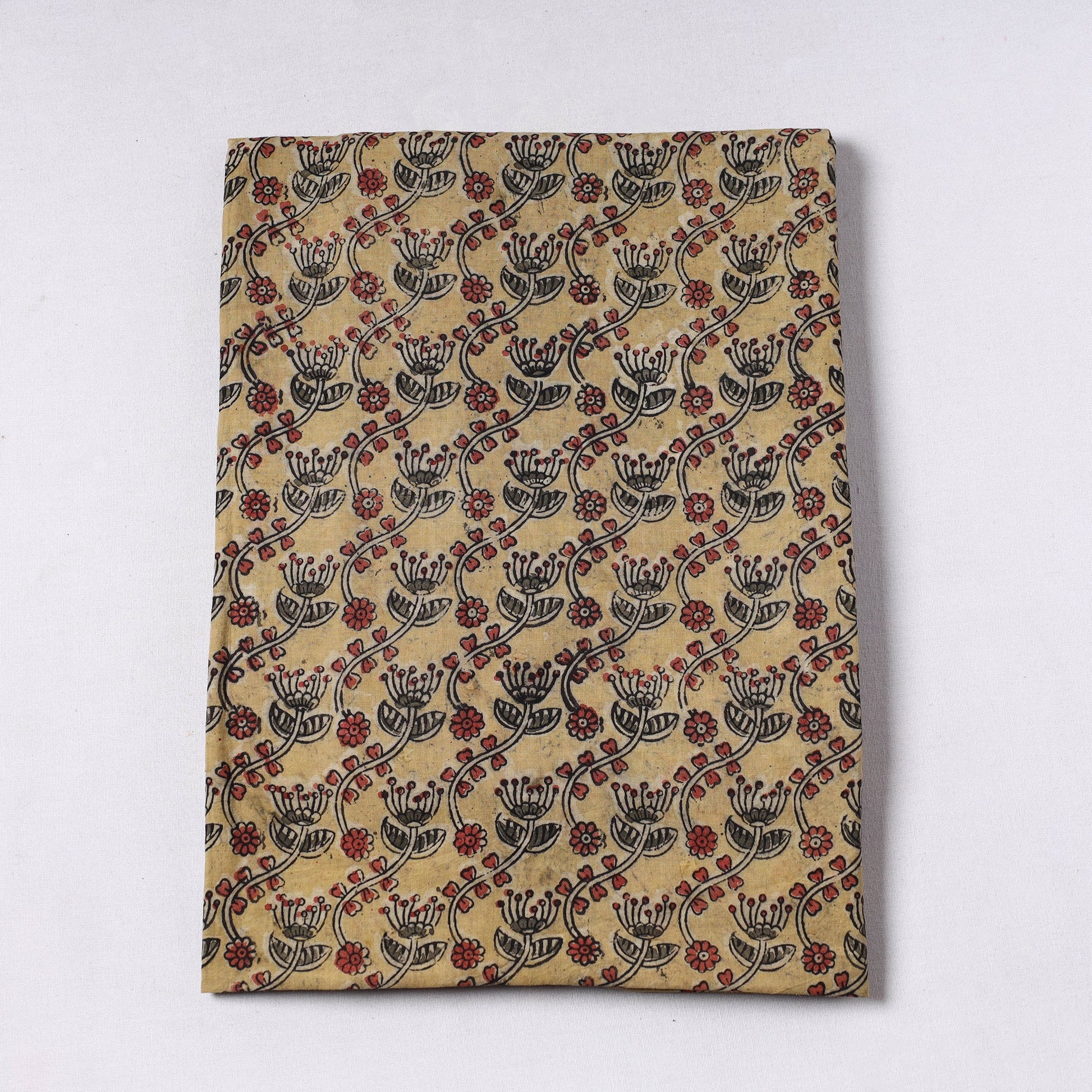Beige - Pedana Kalamkari Block Printed Cotton Precut Fabric 20