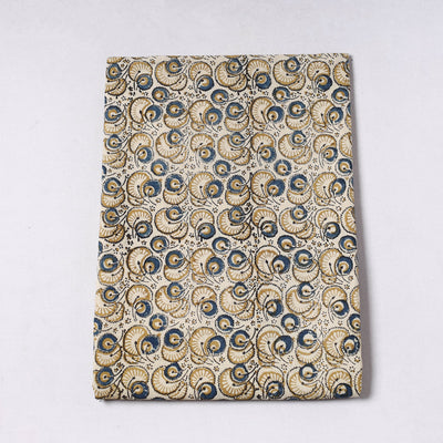 Beige - Pedana Kalamkari Block Printed Cotton Precut Fabric (1 meter) 26