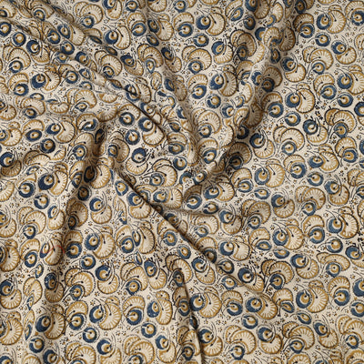 Beige - Pedana Kalamkari Block Printed Cotton Precut Fabric (1 meter) 26