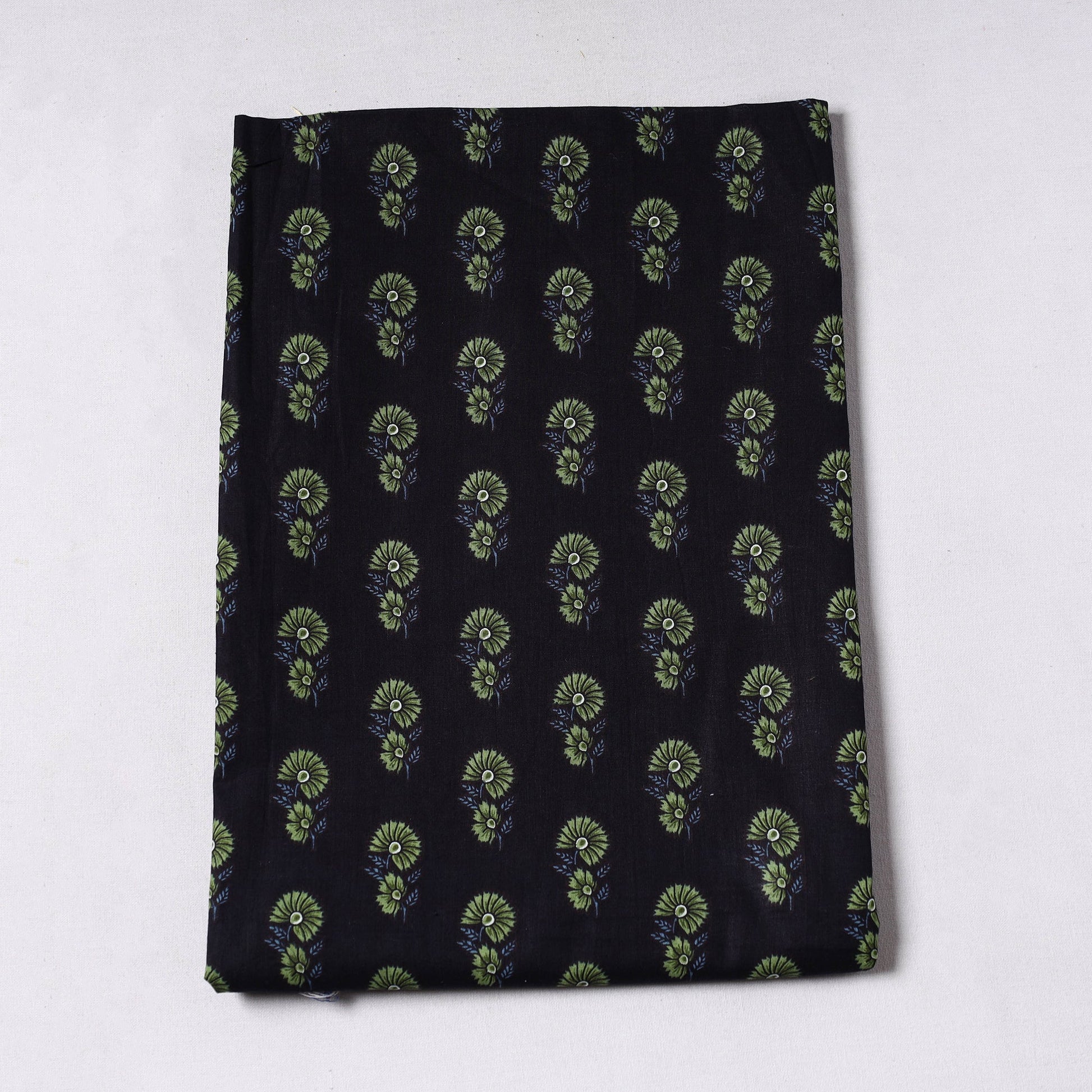 Black - Sanganeri Block Printed Cotton Precut Fabric (1.45 meter) 56