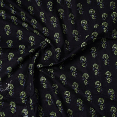 Black - Sanganeri Block Printed Cotton Precut Fabric (1.45 meter) 56