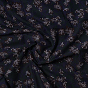 Black - Sanganeri Block Printed Cotton Precut Fabric (1.65 meter) 58