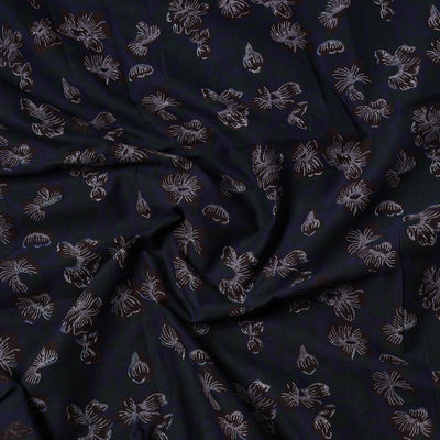 Black - Sanganeri Block Printed Cotton Precut Fabric (1.65 meter) 58
