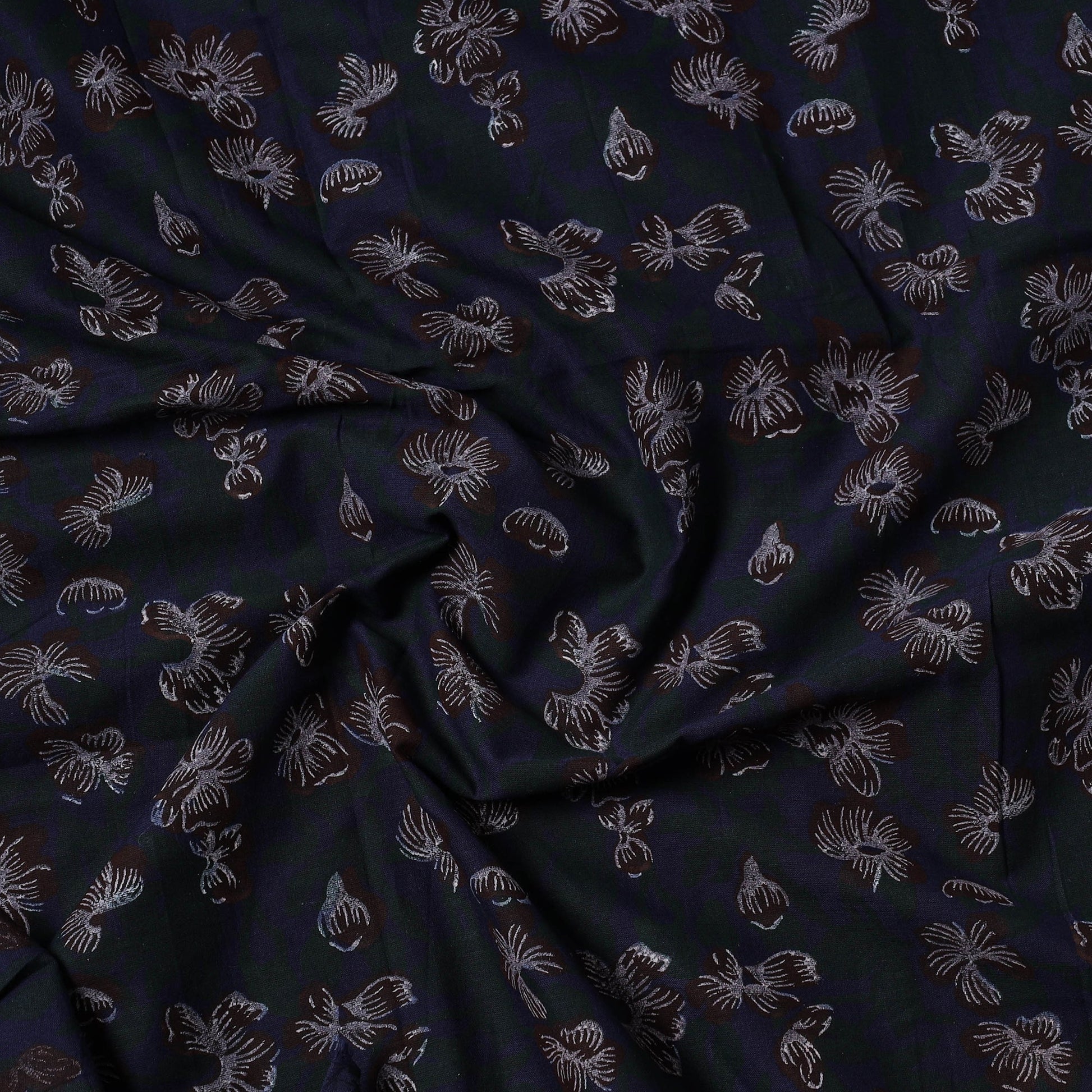 Black - Sanganeri Block Printed Cotton Precut Fabric (1.65 meter) 58