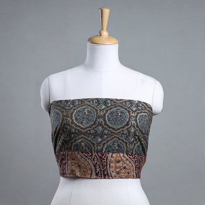 Blue - Ajrakh Block Printed Cotton Blouse Piece