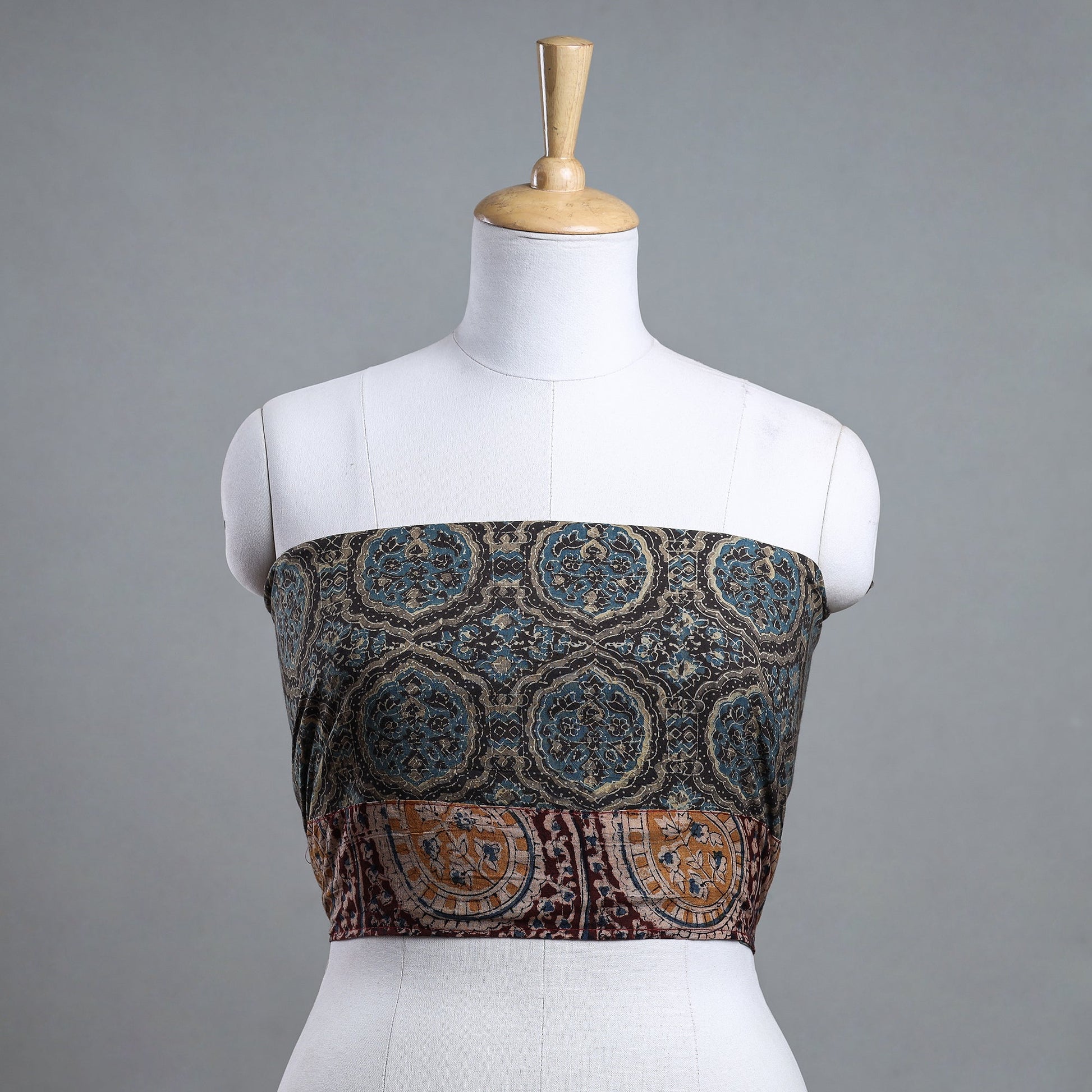 Brown - Ajrakh Block Printed Cotton Blouse Piece