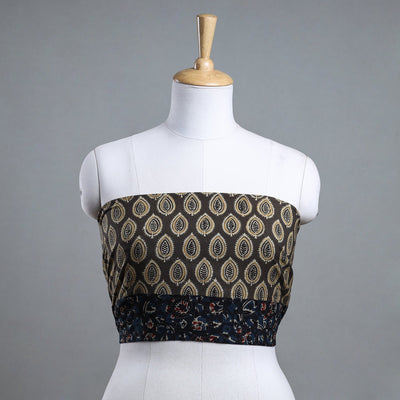 Brown - Bagh Block Printed Cotton Blouse Piece