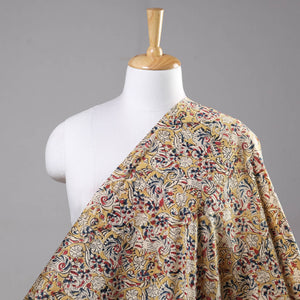 Beige - Kalamkari Hand Block Printed Cotton Fabric