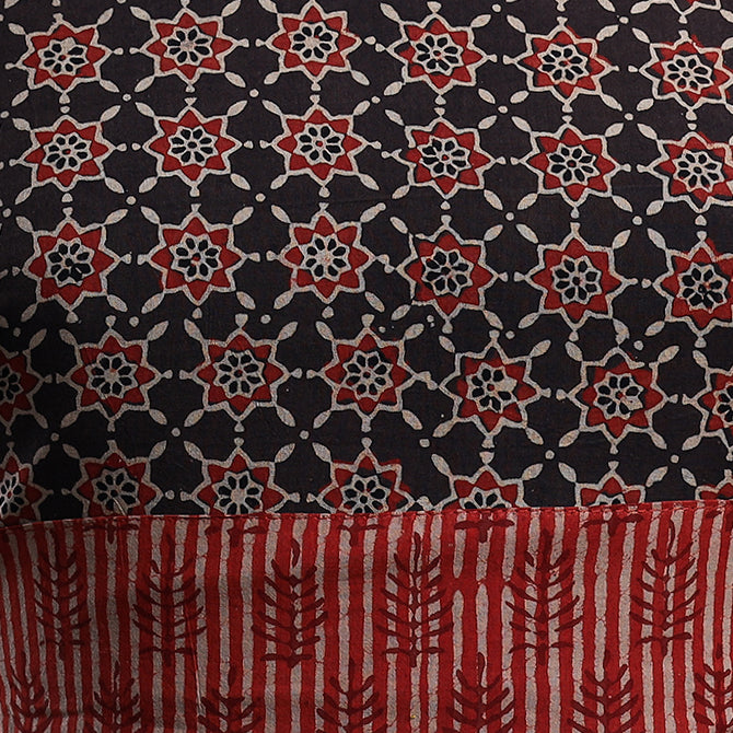 Black - Ajrakh Block Printed Cotton Blouse Piece