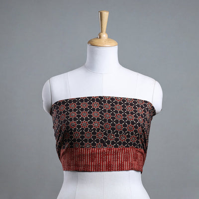Black - Ajrakh Block Printed Cotton Blouse Piece