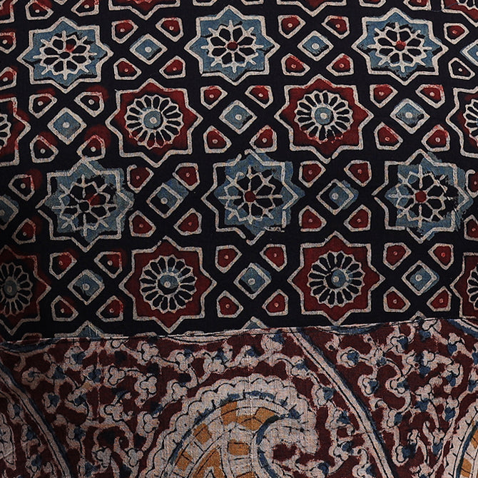 Black - Ajrakh Block Printed Cotton Blouse Piece
