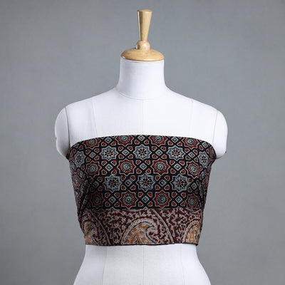 Black - Ajrakh Block Printed Cotton Blouse Piece