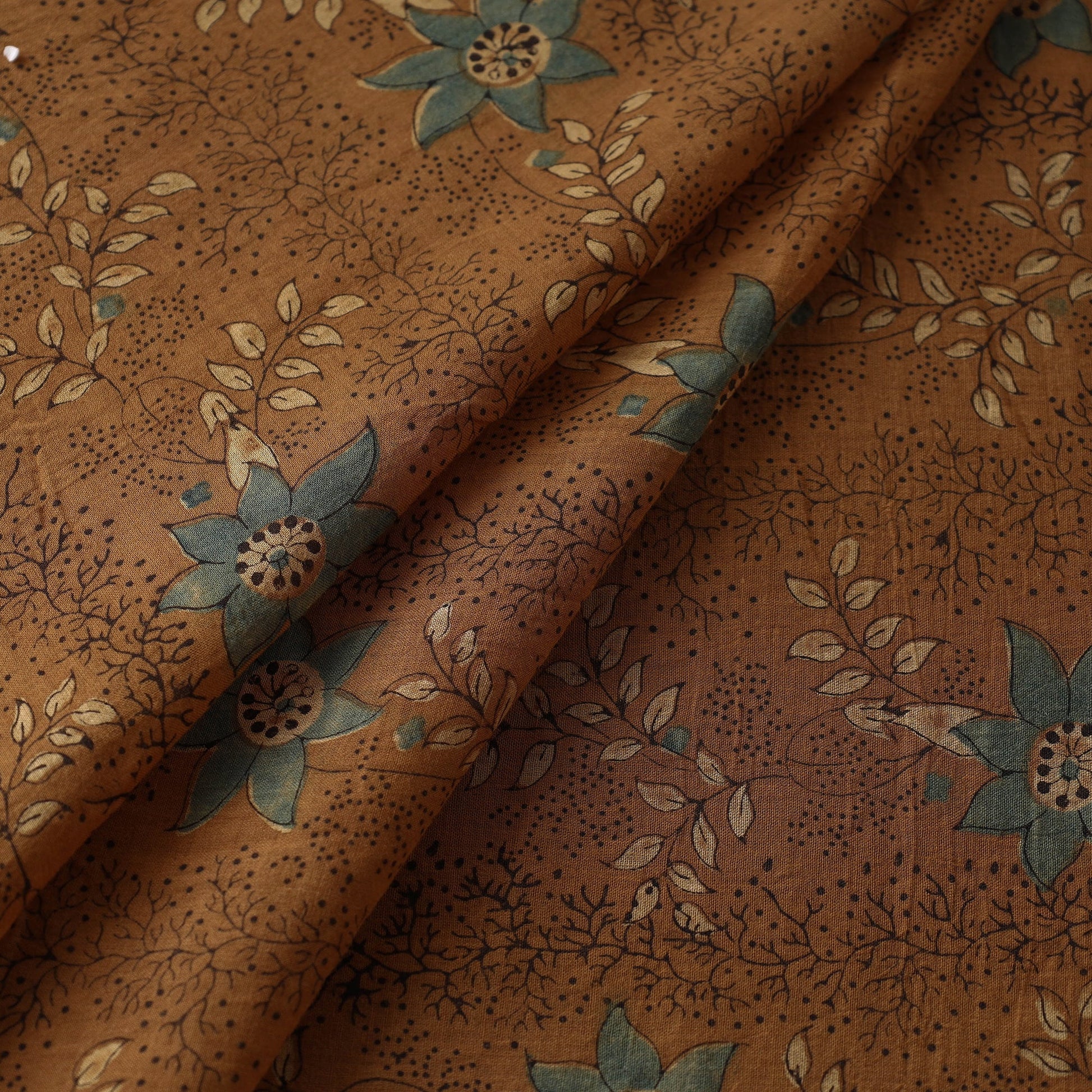Brown - Hand Block Printed Mul Cotton Ajrakh Fabric 01