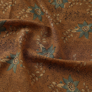 Brown - Hand Block Printed Mul Cotton Ajrakh Fabric 01