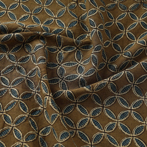 Brown - Ajrakh Hand Block Printed Mul Cotton Fabric