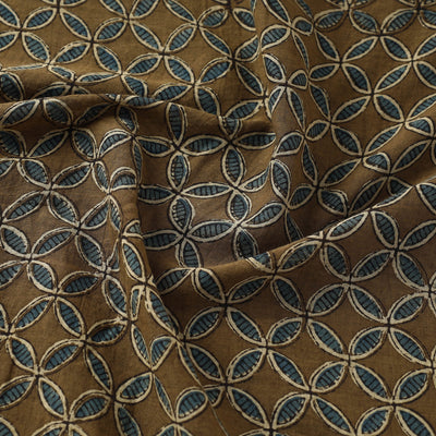 Brown - Ajrakh Hand Block Printed Mul Cotton Fabric