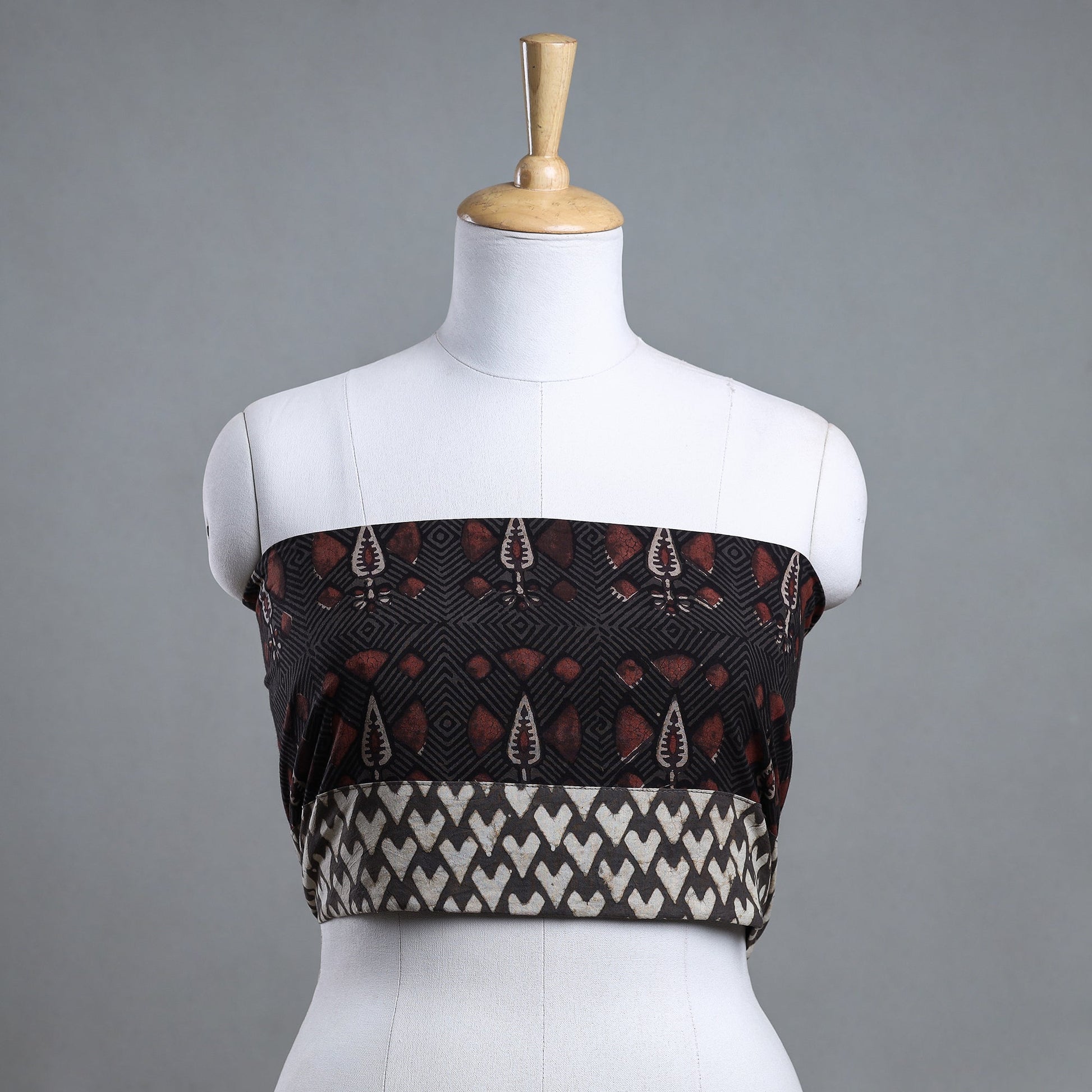 Black - Pipad Block Printed Cotton Blouse Piece
