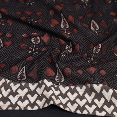 Black - Pipad Block Printed Cotton Blouse Piece