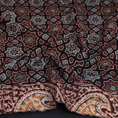 Black - Ajrakh Block Printed Cotton Blouse Piece