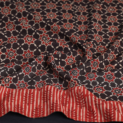 Black - Ajrakh Block Printed Cotton Blouse Piece