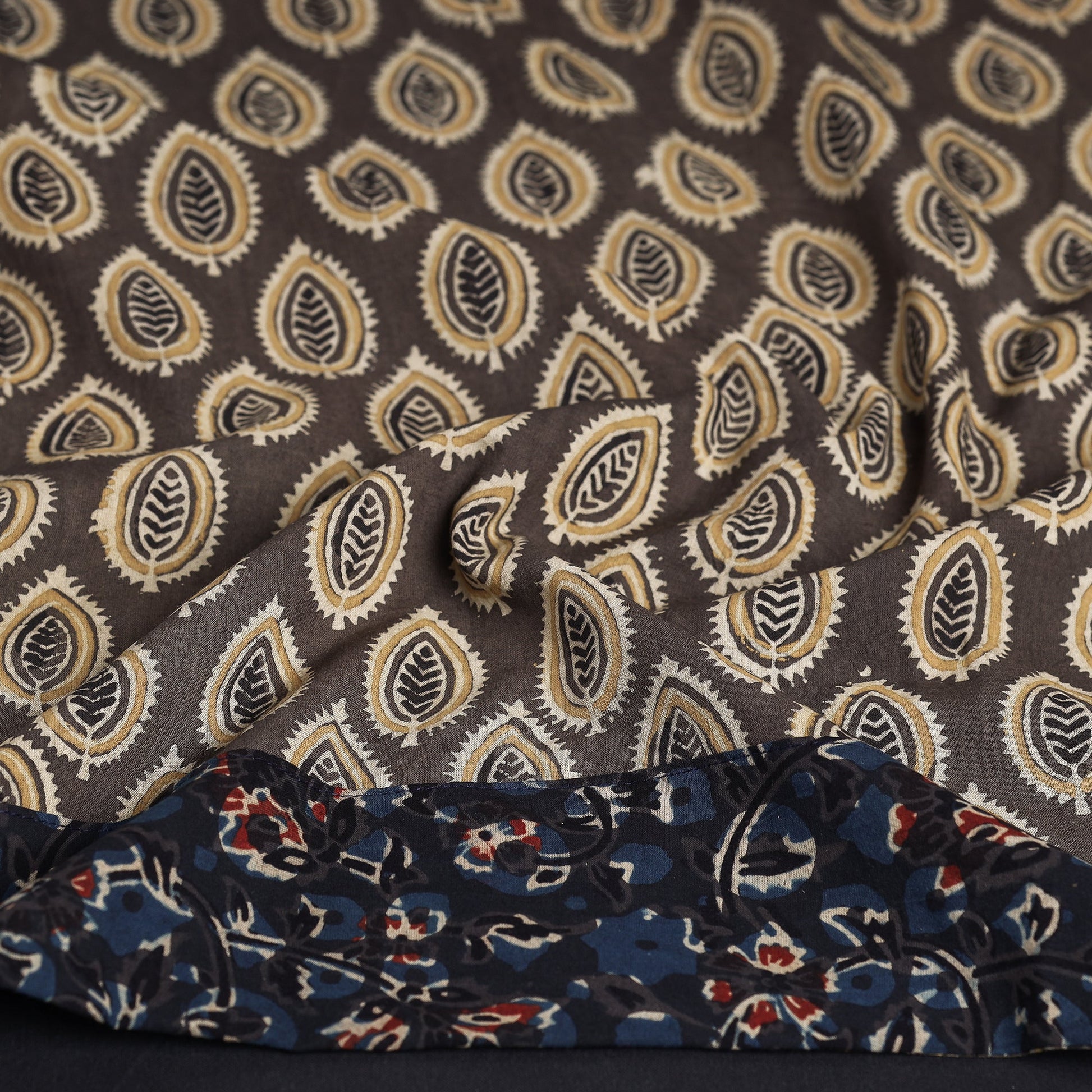 Brown - Bagh Block Printed Cotton Blouse Piece