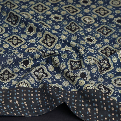 Blue - Ajrakh Block Printed Cotton Blouse Piece