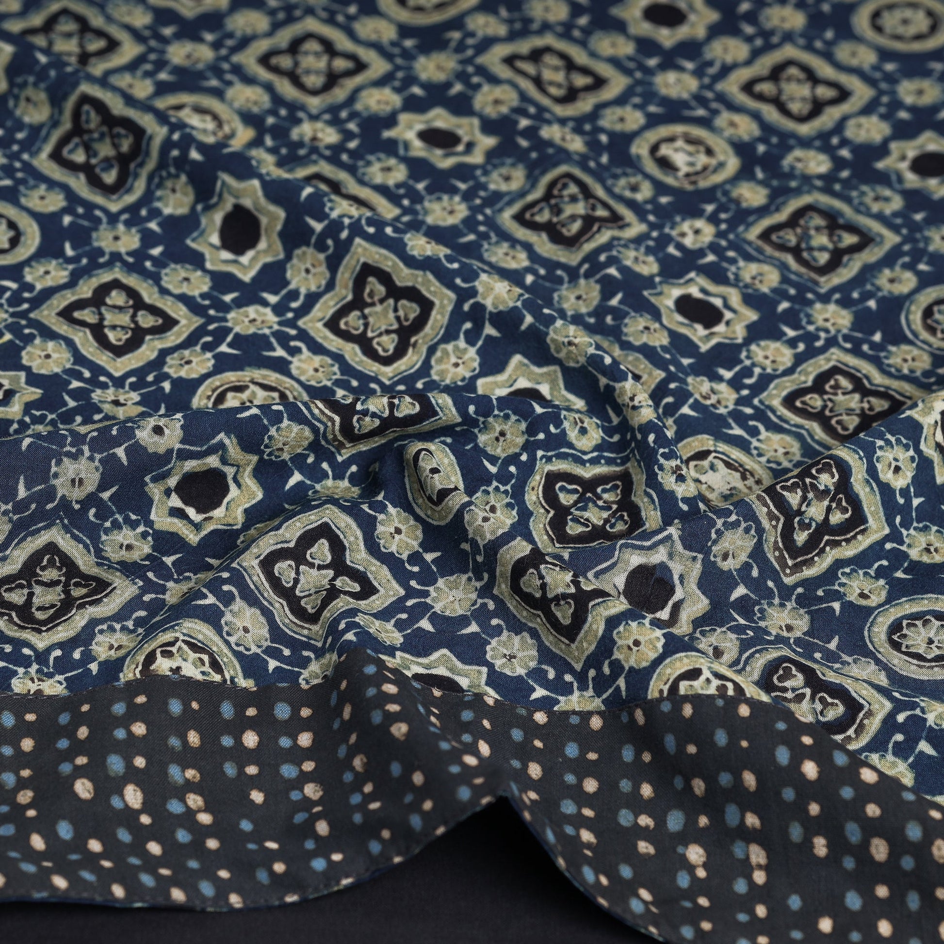 Blue - Ajrakh Block Printed Cotton Blouse Piece