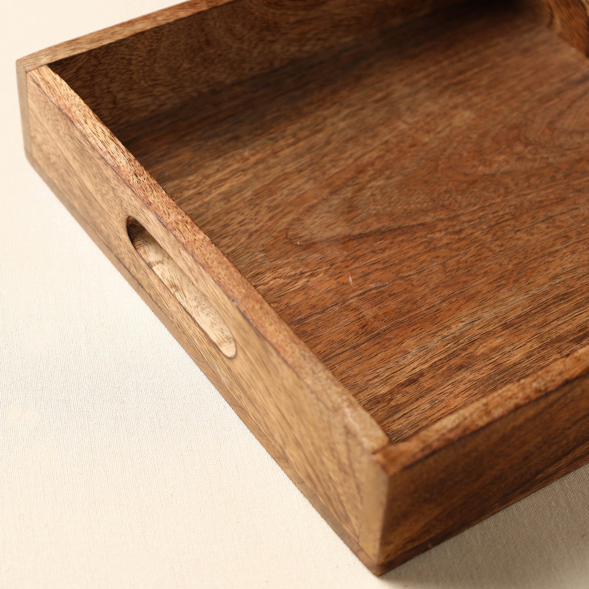 Brown - Handcrafted Mango Wooden Serving Tray (10 x 10 in)