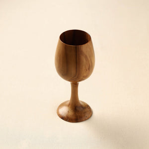 Brown - Handcrafted Teak Wooden Wine Glass