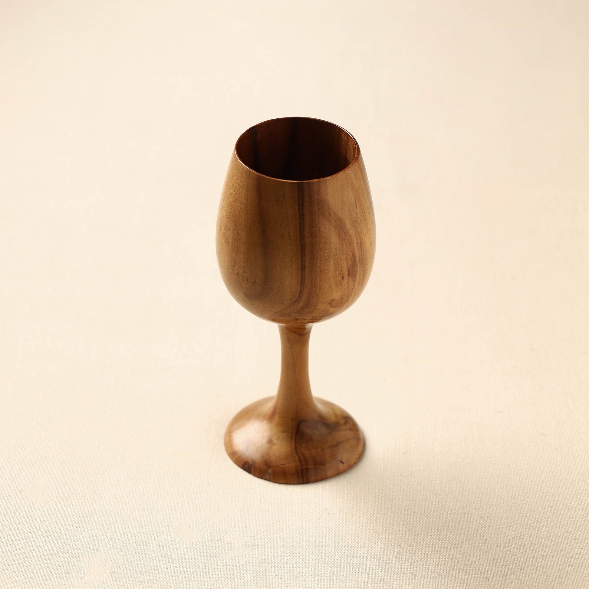 Brown - Handcrafted Teak Wooden Wine Glass