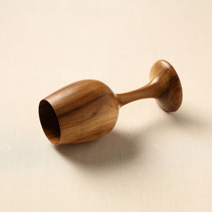 Brown - Handcrafted Teak Wooden Wine Glass