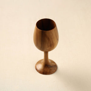 Brown - Handcrafted Teak Wooden Wine Glass
