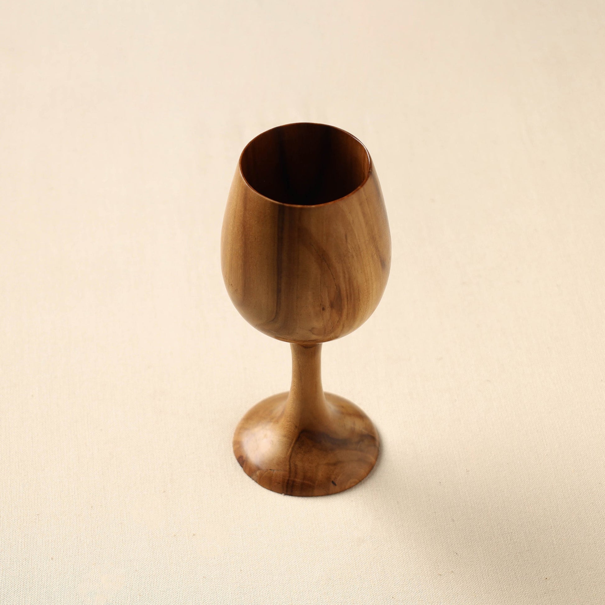 Brown - Handcrafted Teak Wooden Wine Glass
