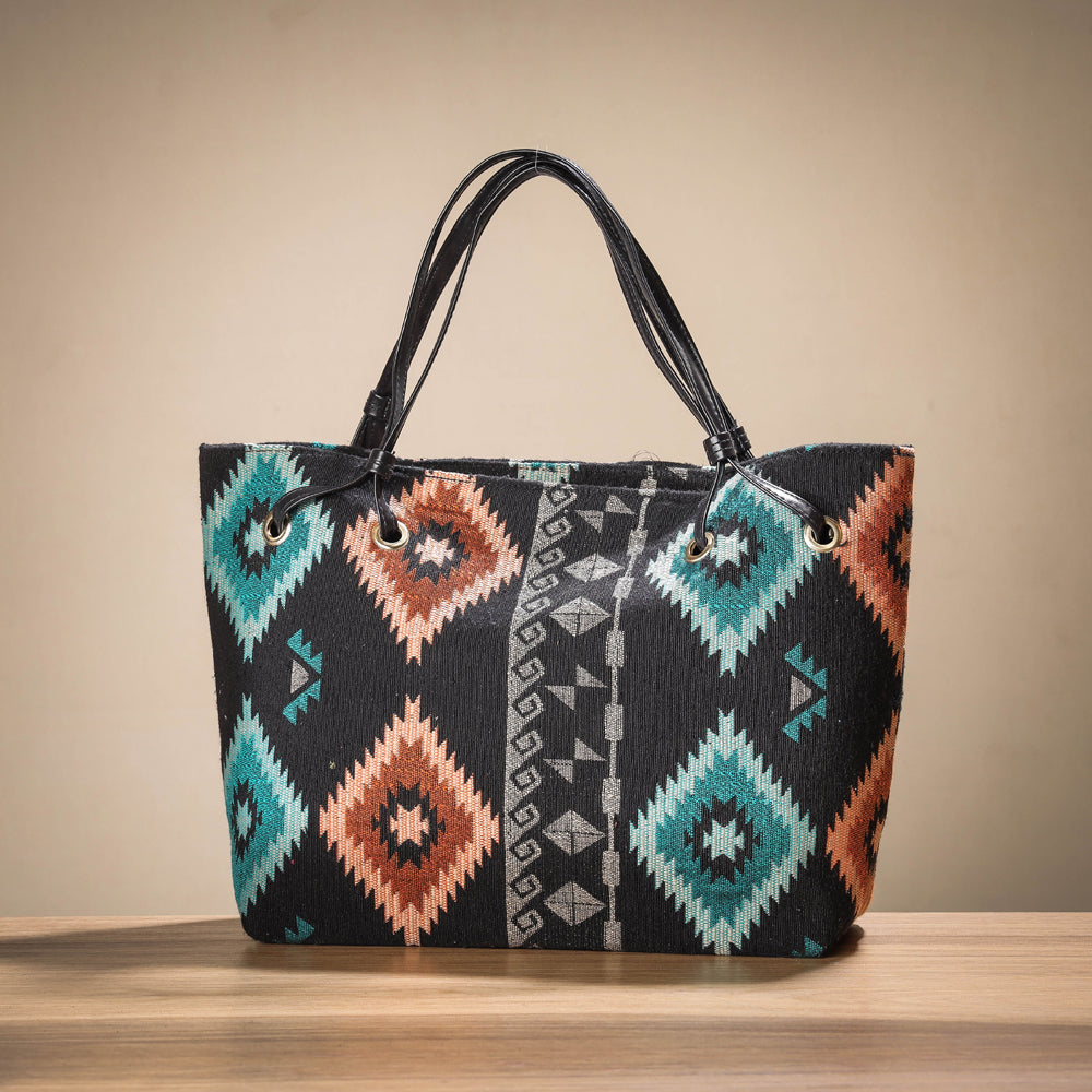 Black - Handcrafted Woven Cotton Shoulder Bag (Set of 2)