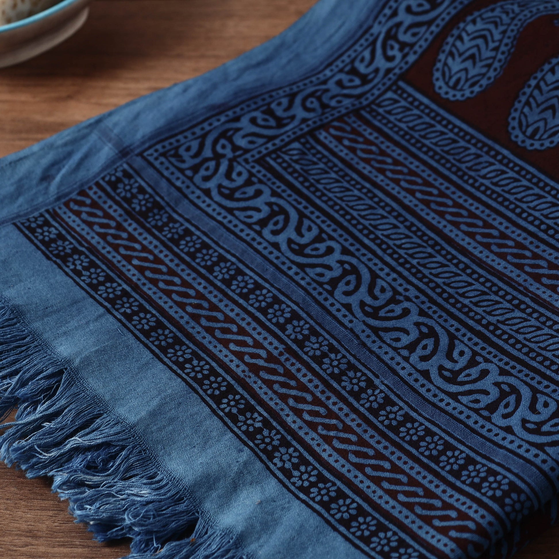Blue - Bagh Hand Block Printed Handloom Cotton Towel
