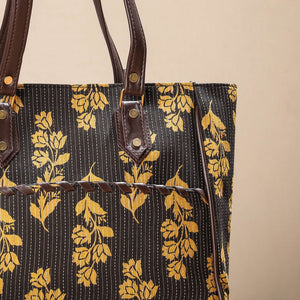Brown - Handcrafted Cotton Running Sticth Shoulder Bag
