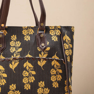Brown - Handcrafted Cotton Running Sticth Shoulder Bag