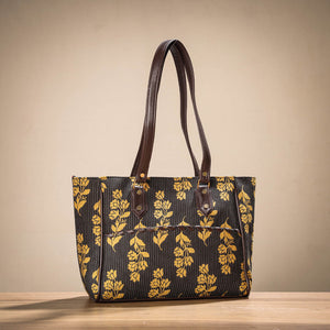 Brown - Handcrafted Cotton Running Sticth Shoulder Bag