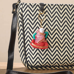 Beige - Handcrafted Cotton Sling Bag with Bag Charm