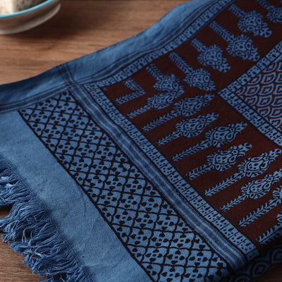 Blue - Bagh Hand Block Printed Handloom Cotton Towel