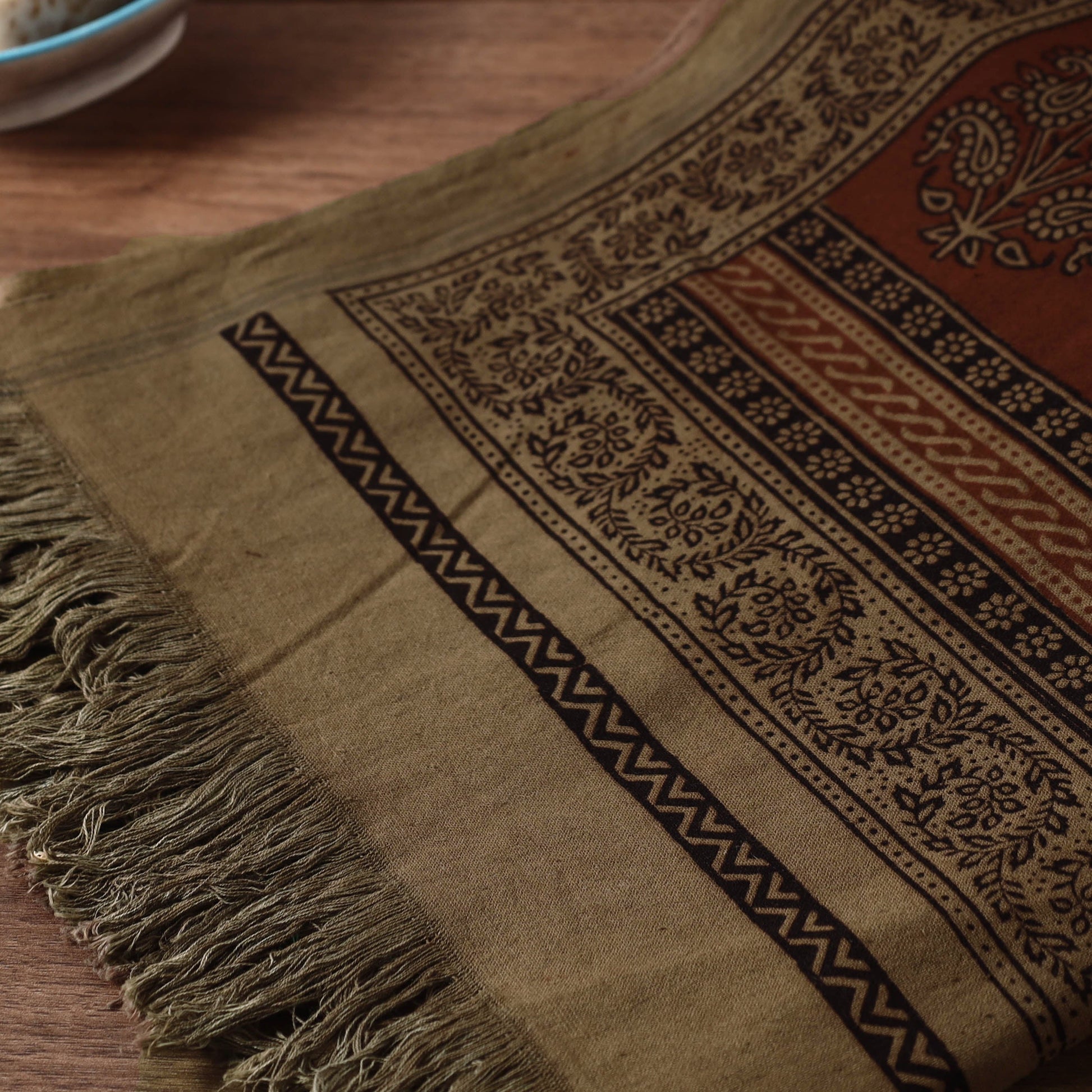 Brown - Bagh Hand Block Printed Handloom Cotton Towel