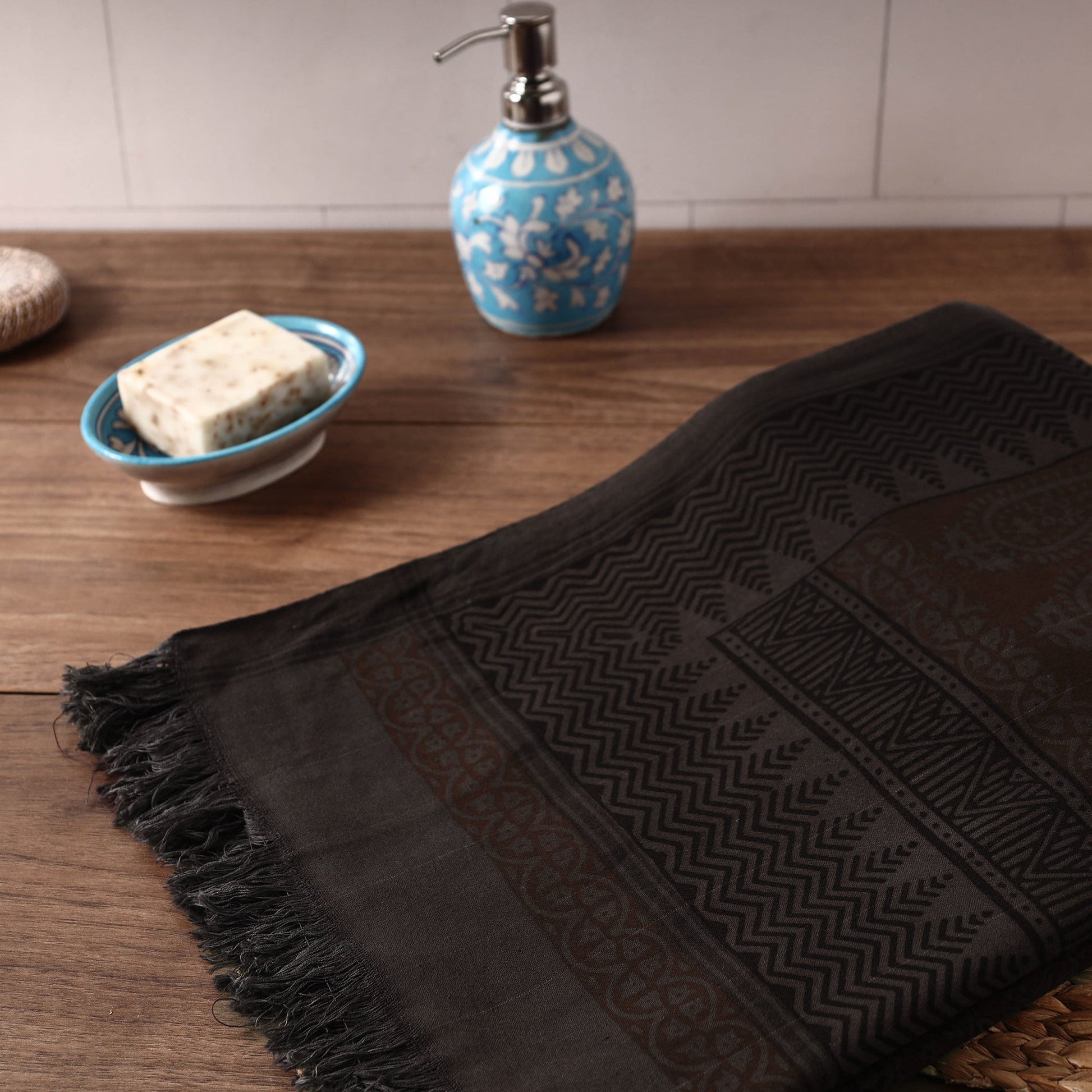 Brown - Bagh Hand Block Printed Handloom Cotton Towel